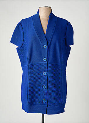 Gilet manches courtes coupe droite bleu PAUPORTÉ femme