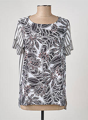 Top imprimé fantaisie manches courtes blanc OLSEN femme