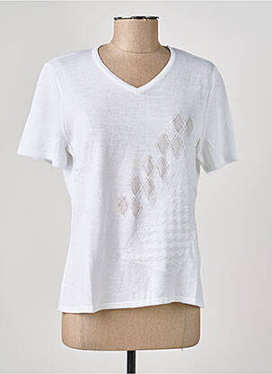 T-shirt col v manches courtes blanc PAUPORTÉ femme