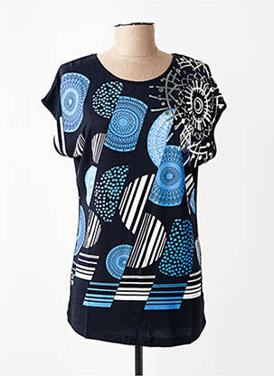 T-shirt imprimé fantaisie manches courtes bleu CHRISTINE LAURE femme