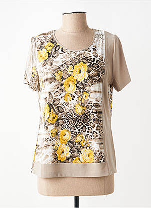 T-shirt imprimé fantaisie manches courtes beige KARTING femme