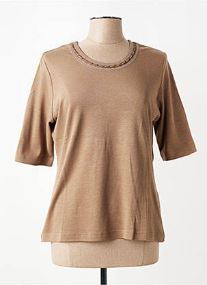 T-shirt coupe droite manches courtes marron RABE femme
