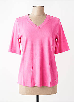 T-shirt col v manches courtes rose OLSEN femme