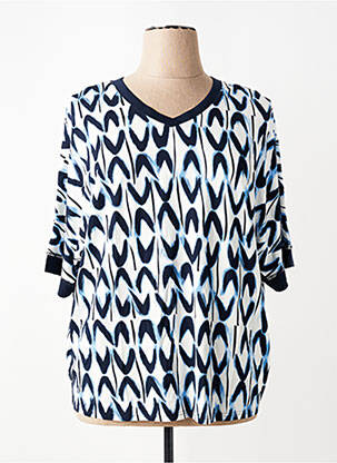 T-shirt imprimé fantaisie manches courtes bleu FRANK WALDER femme