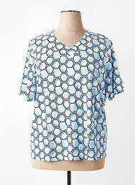 T-shirt imprimé fantaisie manches courtes bleu FRANK WALDER femme