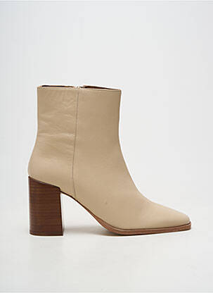 Bottines/boots matière lisse talon de 7 à 9cm beige SOFIA COSTA femme