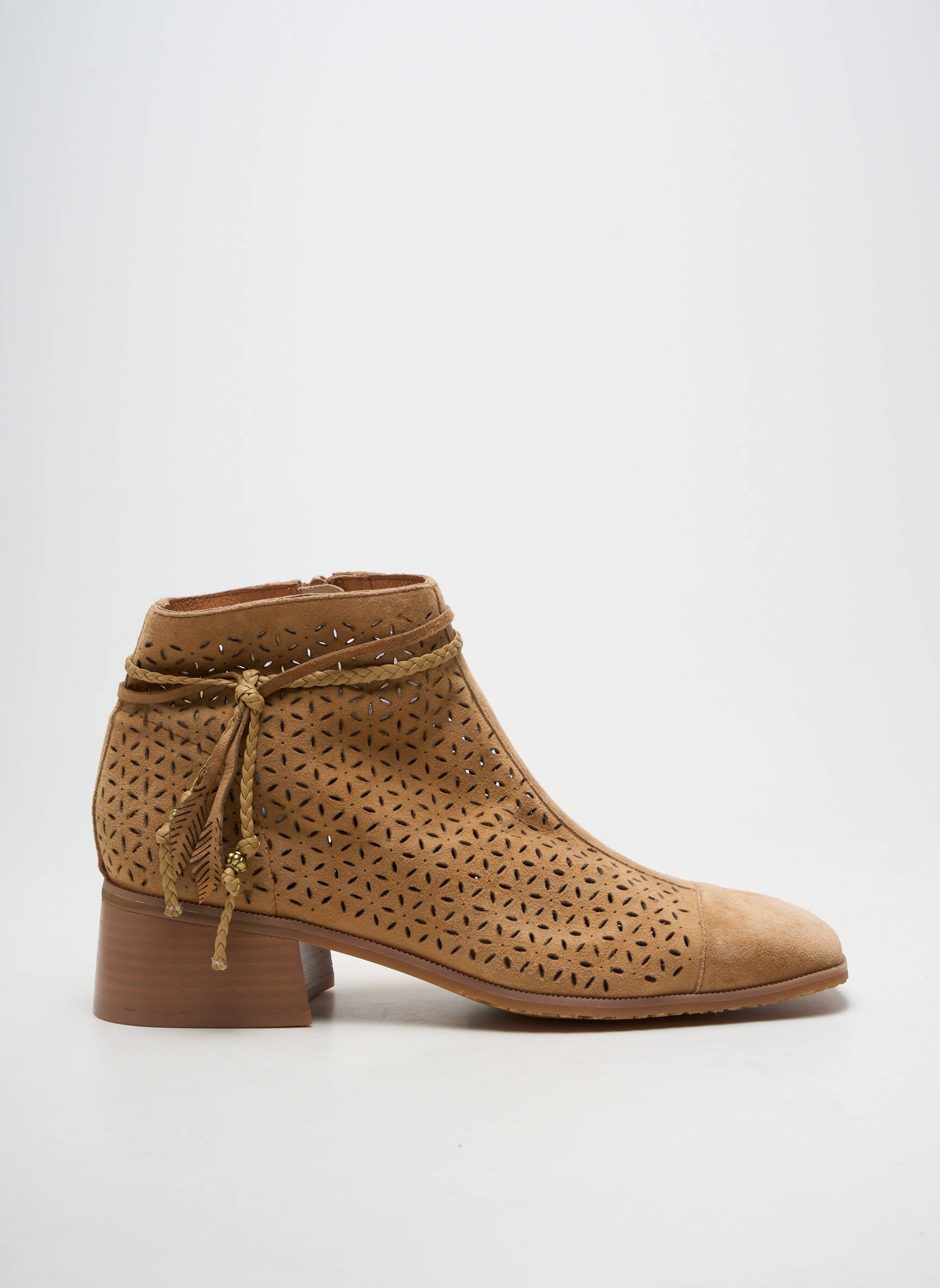 Bottines/boots matière lisse talon de 4 à 6cm beige MAM'ZELLE femme