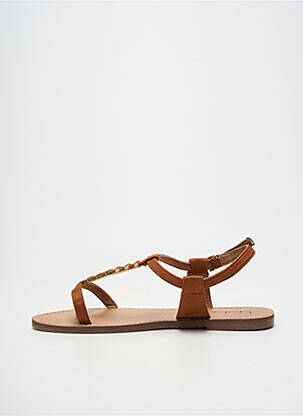 Sandales/nu pieds matière lisse talon plat jusqu'à 3cm marron LPB femme