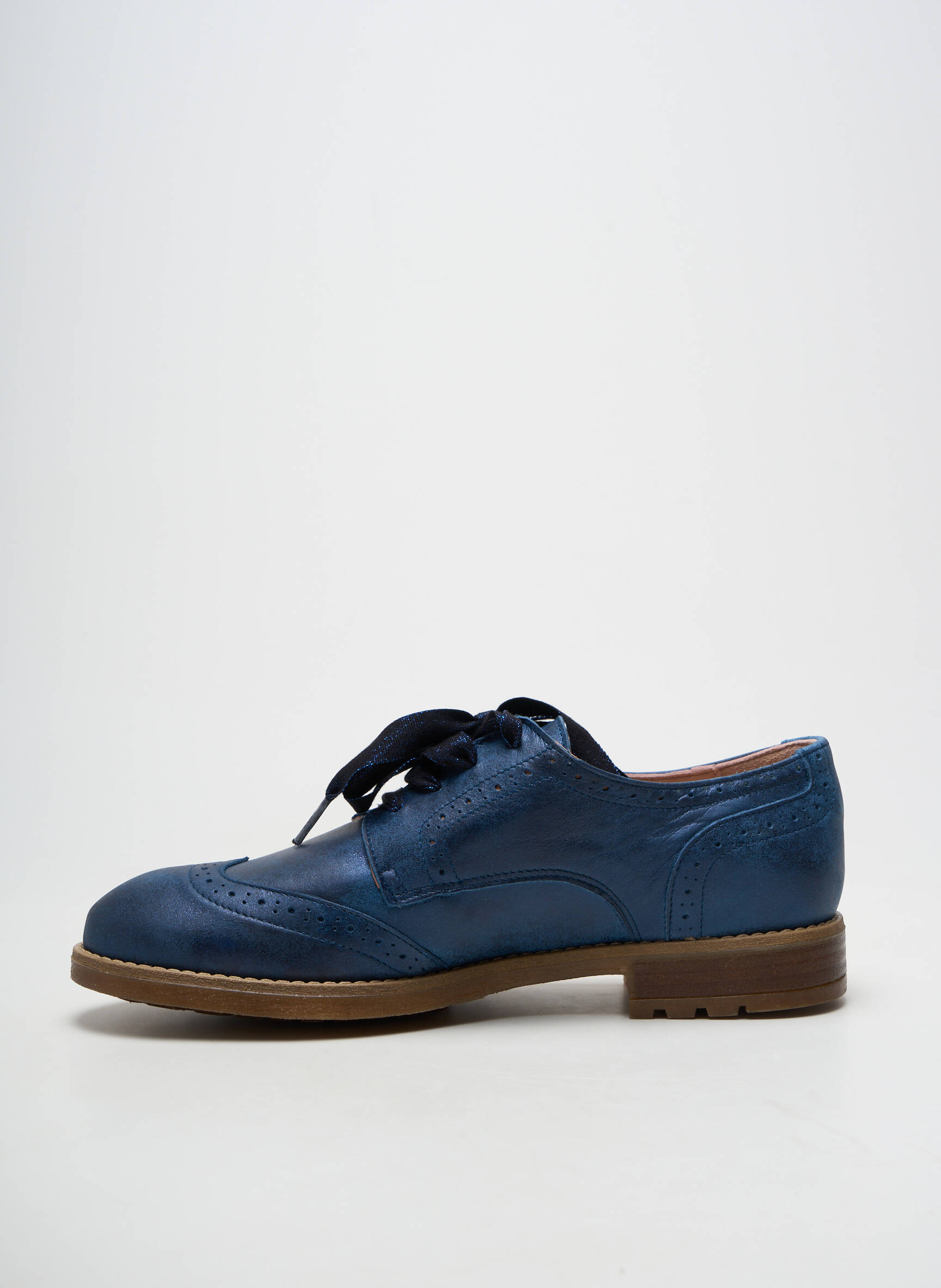 Derbies matière lisse talon plat jusqu'à 3cm bleu ACEBOS femme