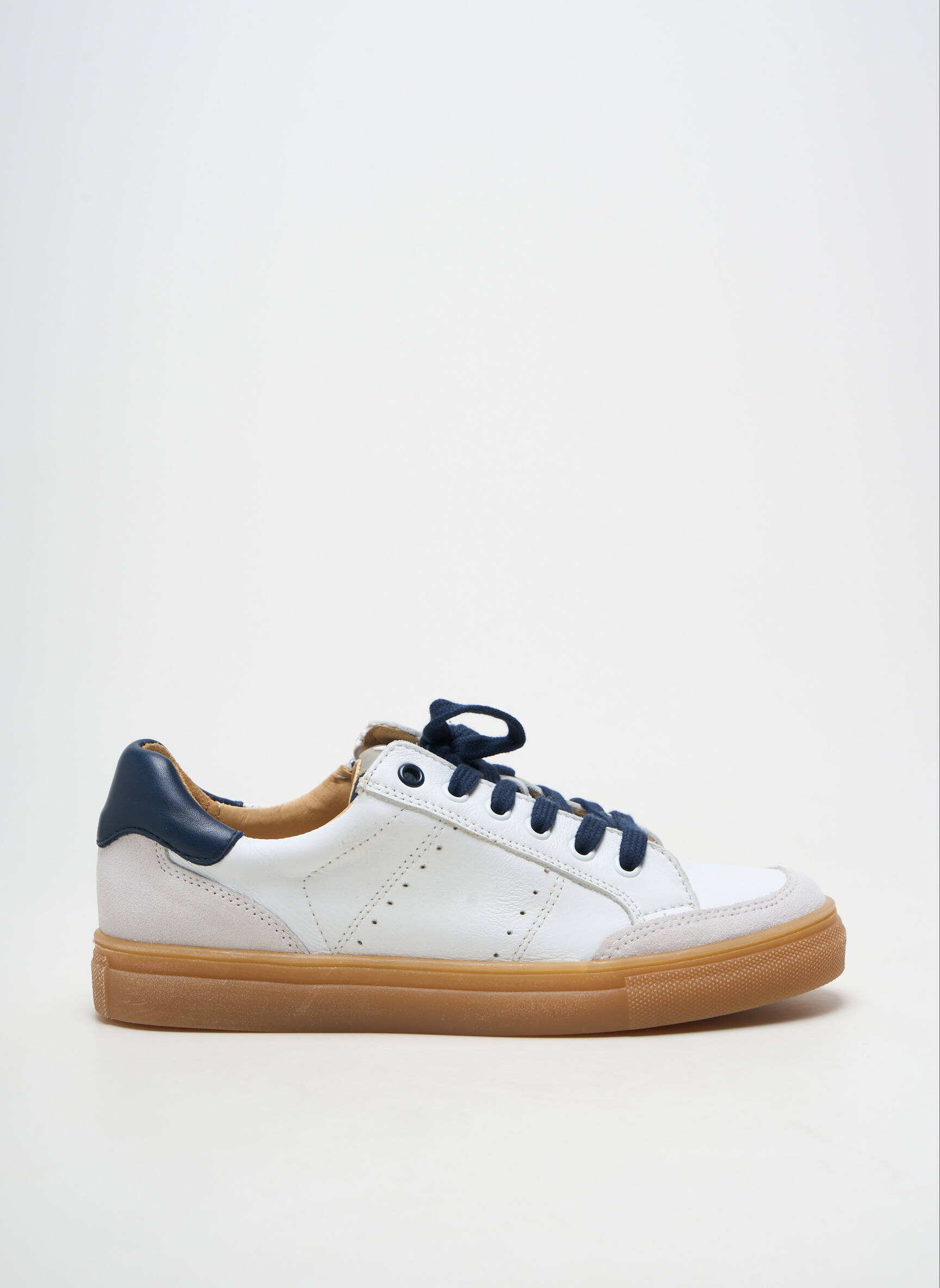 Baskets matière lisse talon plat jusqu'à 3cm blanc ACEBOS femme