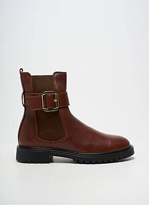Bottines/boots matière lisse talon plat jusqu'à 3cm marron ACEBOS femme