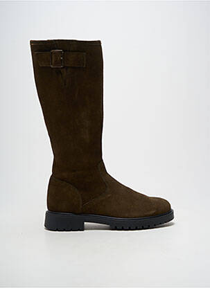 Bottes matière lisse talon plat jusqu'à 3cm vert ACEBOS femme