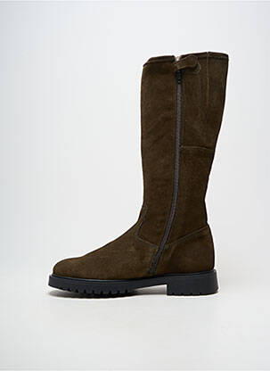 Bottes matière lisse talon plat jusqu'à 3cm vert ACEBOS femme