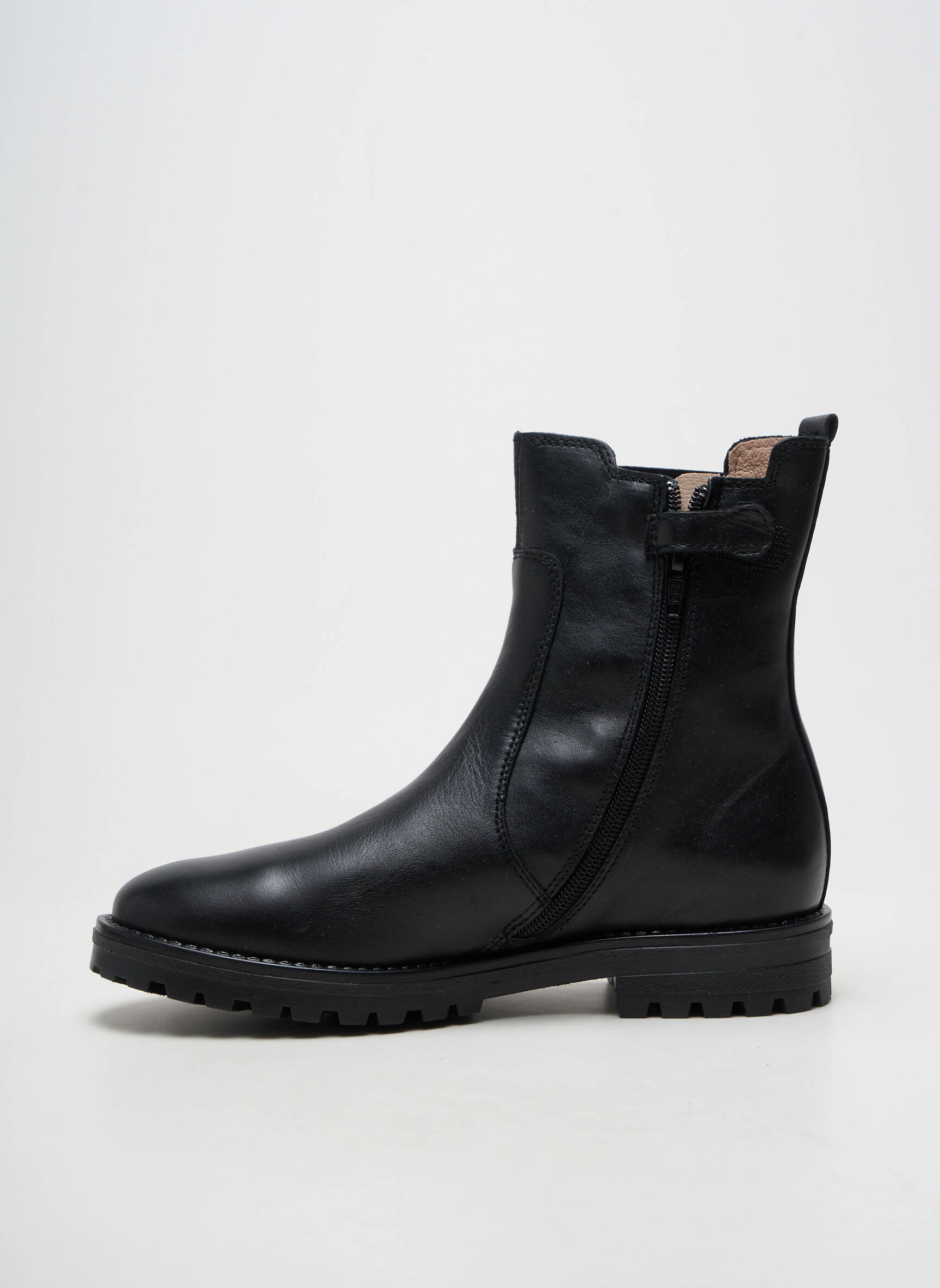 Bottines/boots matière lisse talon plat jusqu'à 3cm noir ACEBOS femme