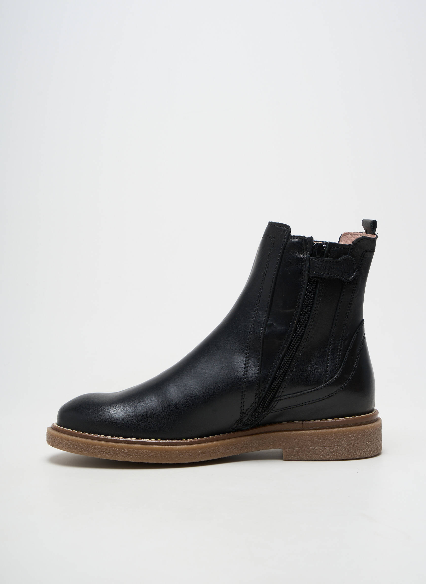 Bottines/boots matière lisse talon plat jusqu'à 3cm noir ACEBOS femme