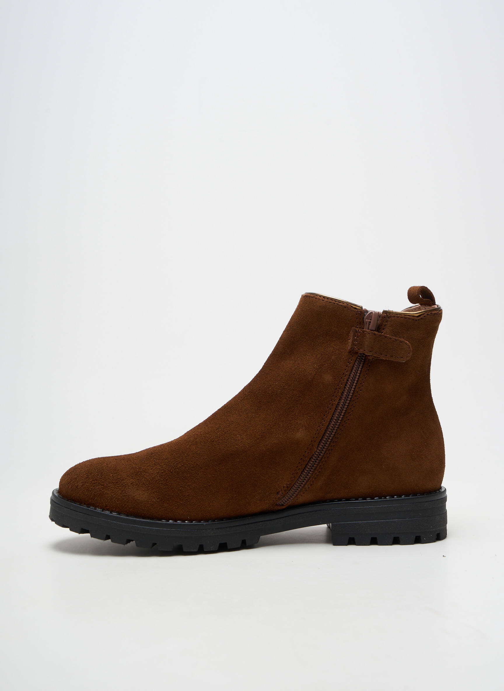 Bottines/boots matière lisse talon plat jusqu'à 3cm marron ACEBOS femme