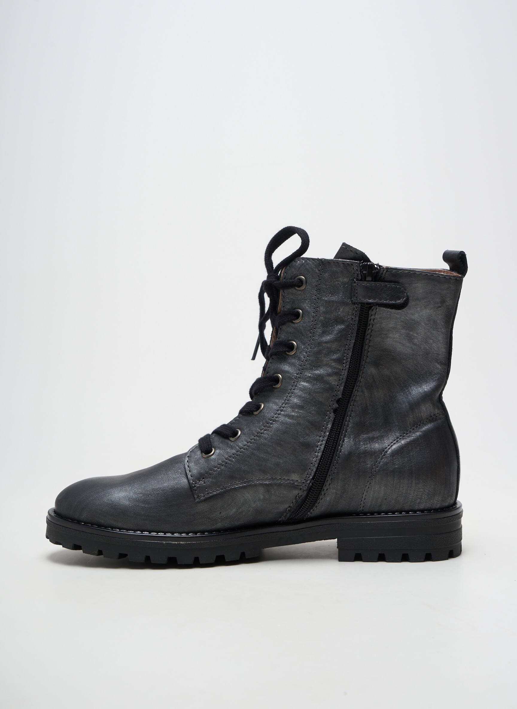 Bottines/boots matière lisse talon plat jusqu'à 3cm gris ACEBOS femme
