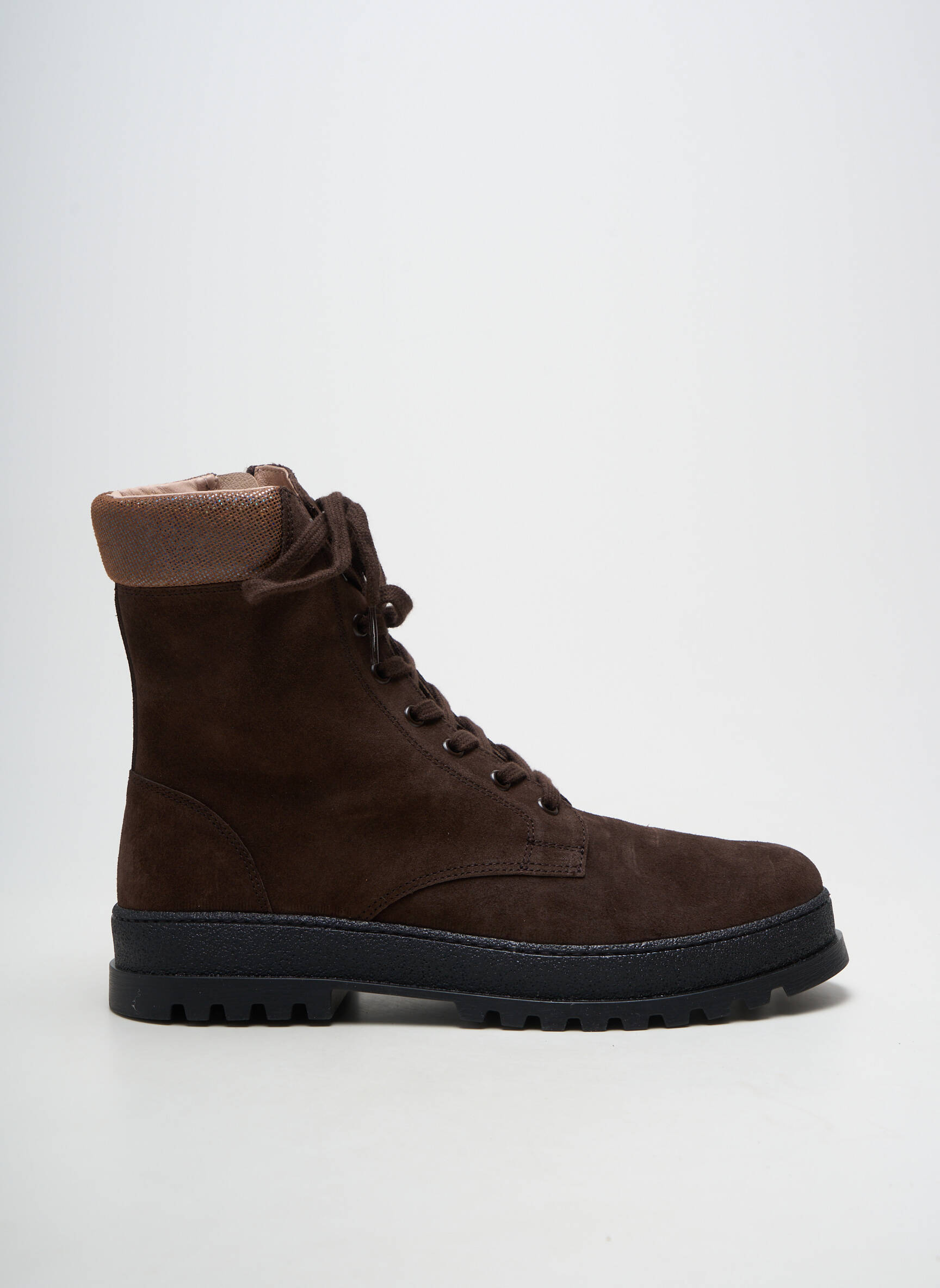 Bottines/boots matière lisse talon plat jusqu'à 3cm marron ACEBOS femme