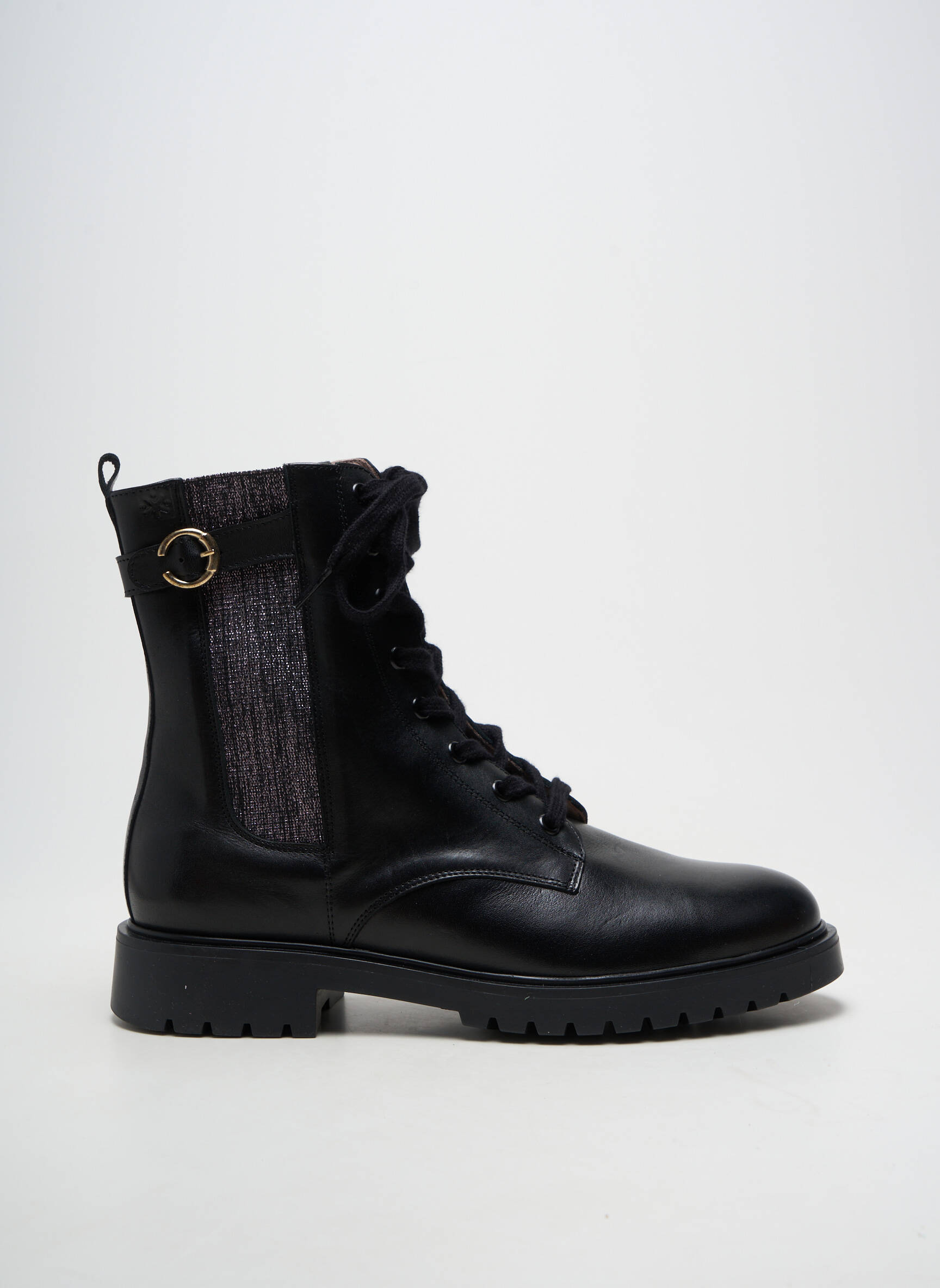 Bottines/boots matière lisse talon plat jusqu'à 3cm noir ACEBOS femme