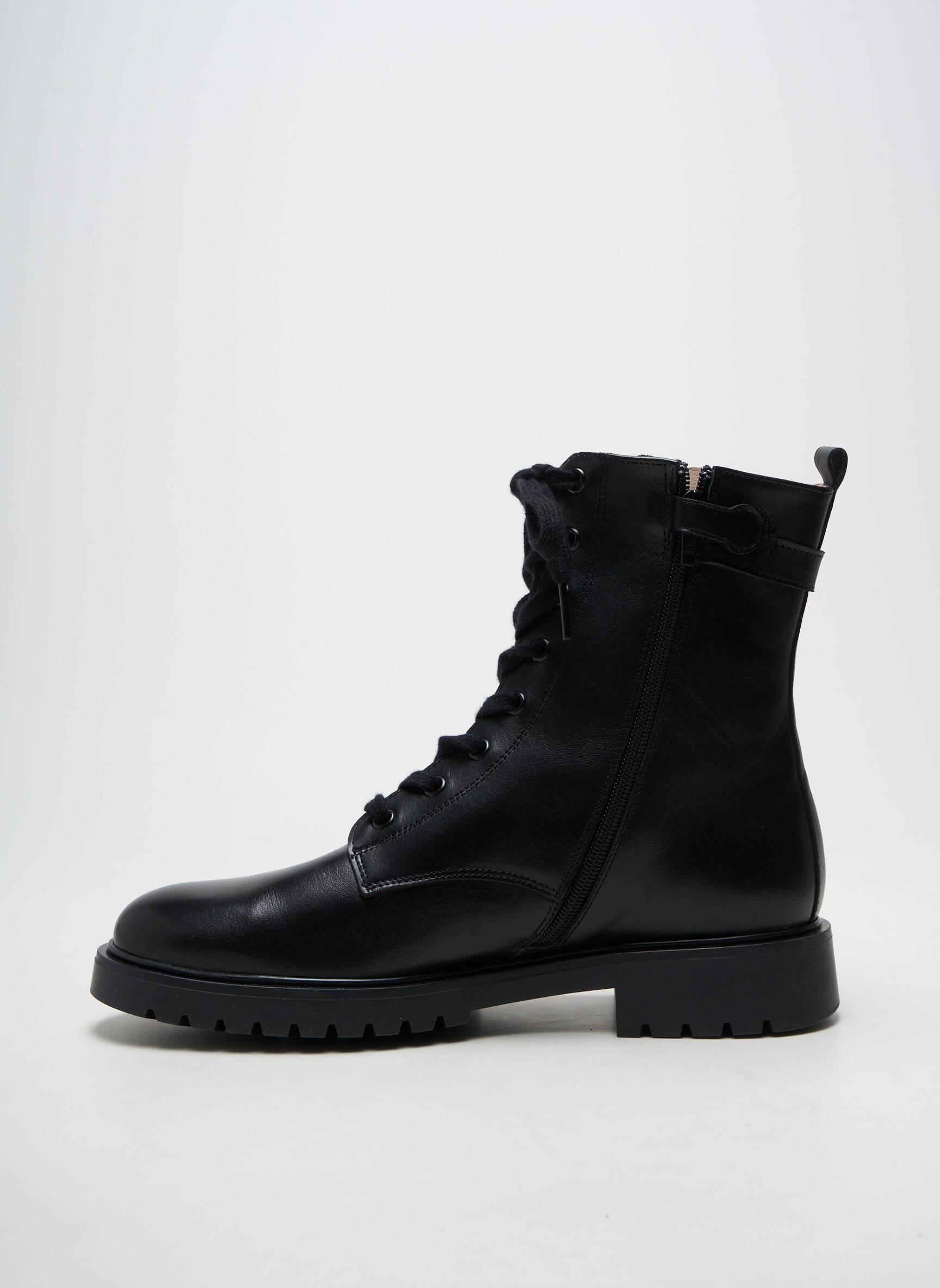 Bottines/boots matière lisse talon plat jusqu'à 3cm noir ACEBOS femme