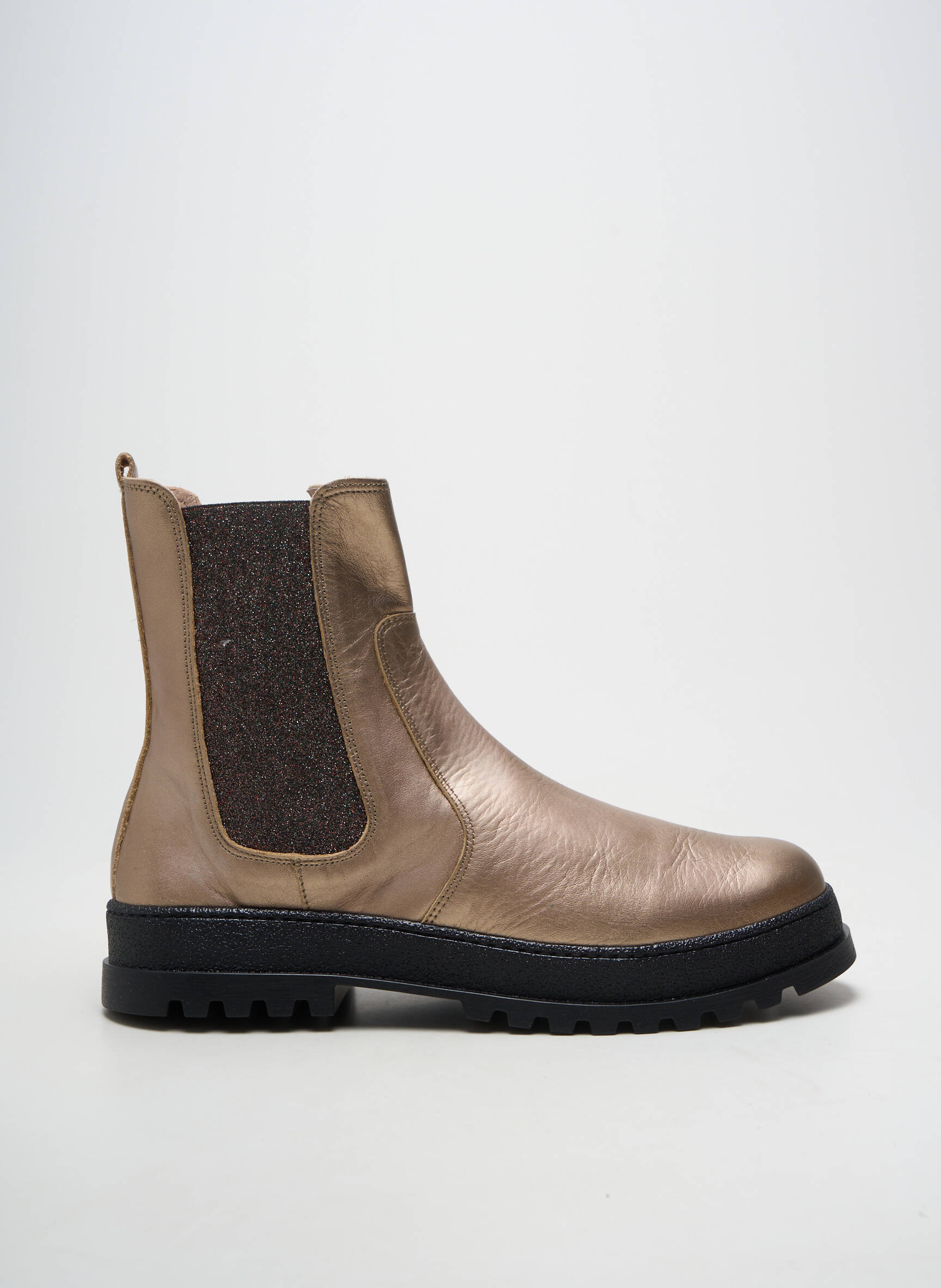 Bottines/boots matière lisse talon de 4 à 6cm or ACEBOS femme