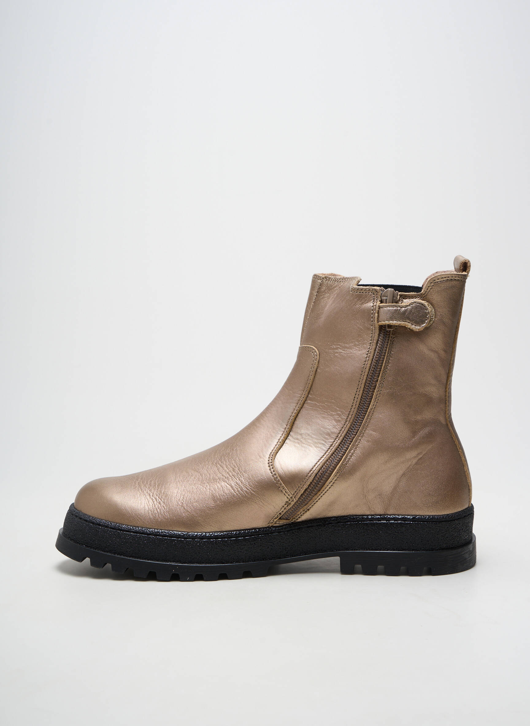Bottines/boots matière lisse talon de 4 à 6cm or ACEBOS femme