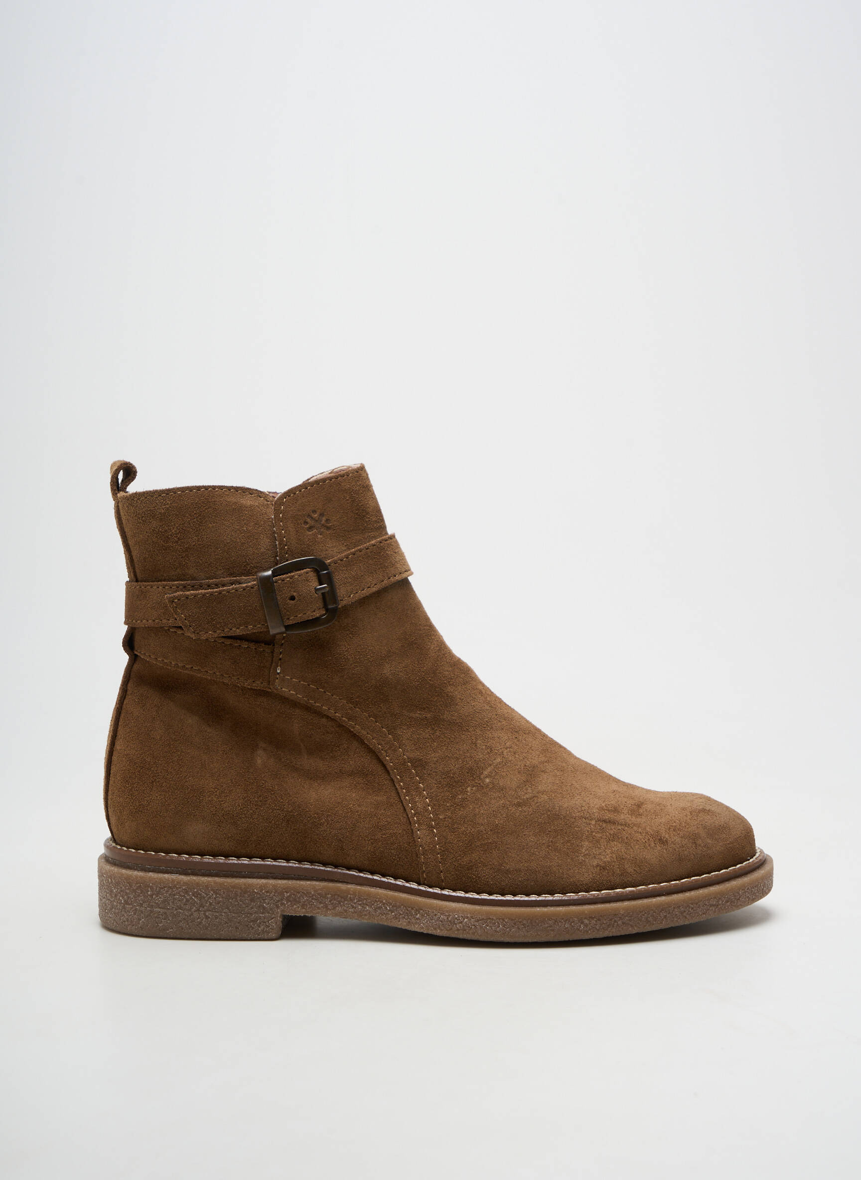 Bottines/boots matière lisse talon plat jusqu'à 3cm marron ACEBOS femme