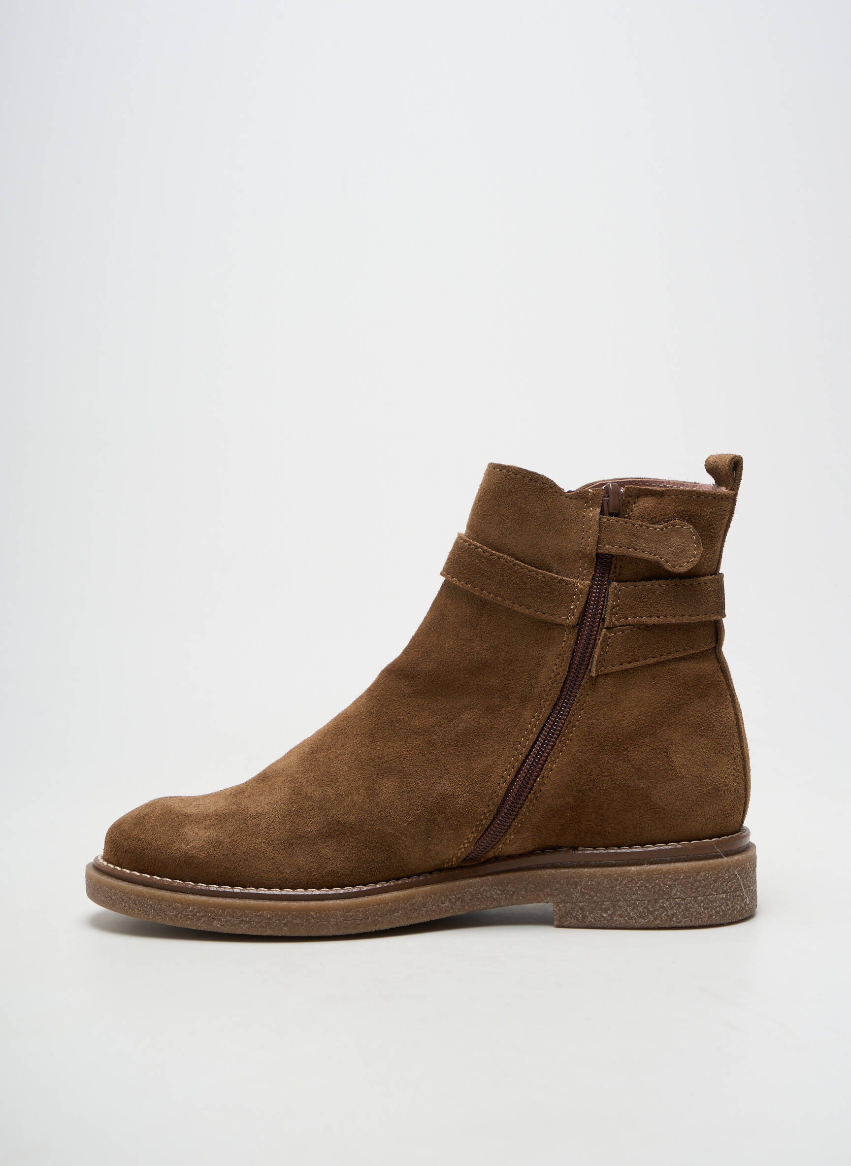 Bottines/boots matière lisse talon plat jusqu'à 3cm marron ACEBOS femme