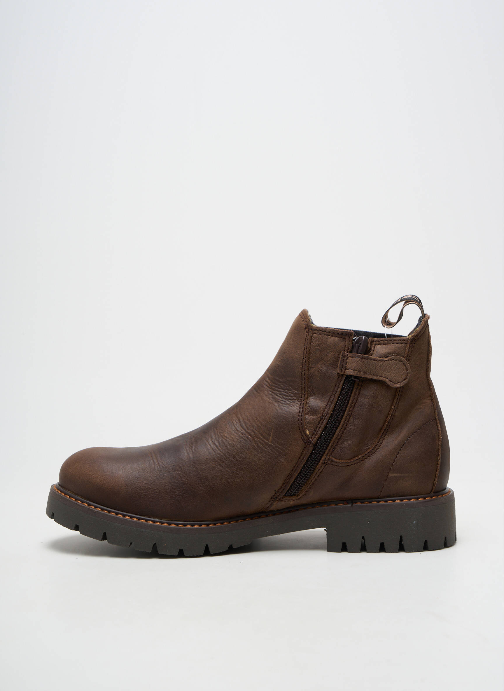 Bottines/boots matière lisse talon plat jusqu'à 3cm marron ACEBOS femme