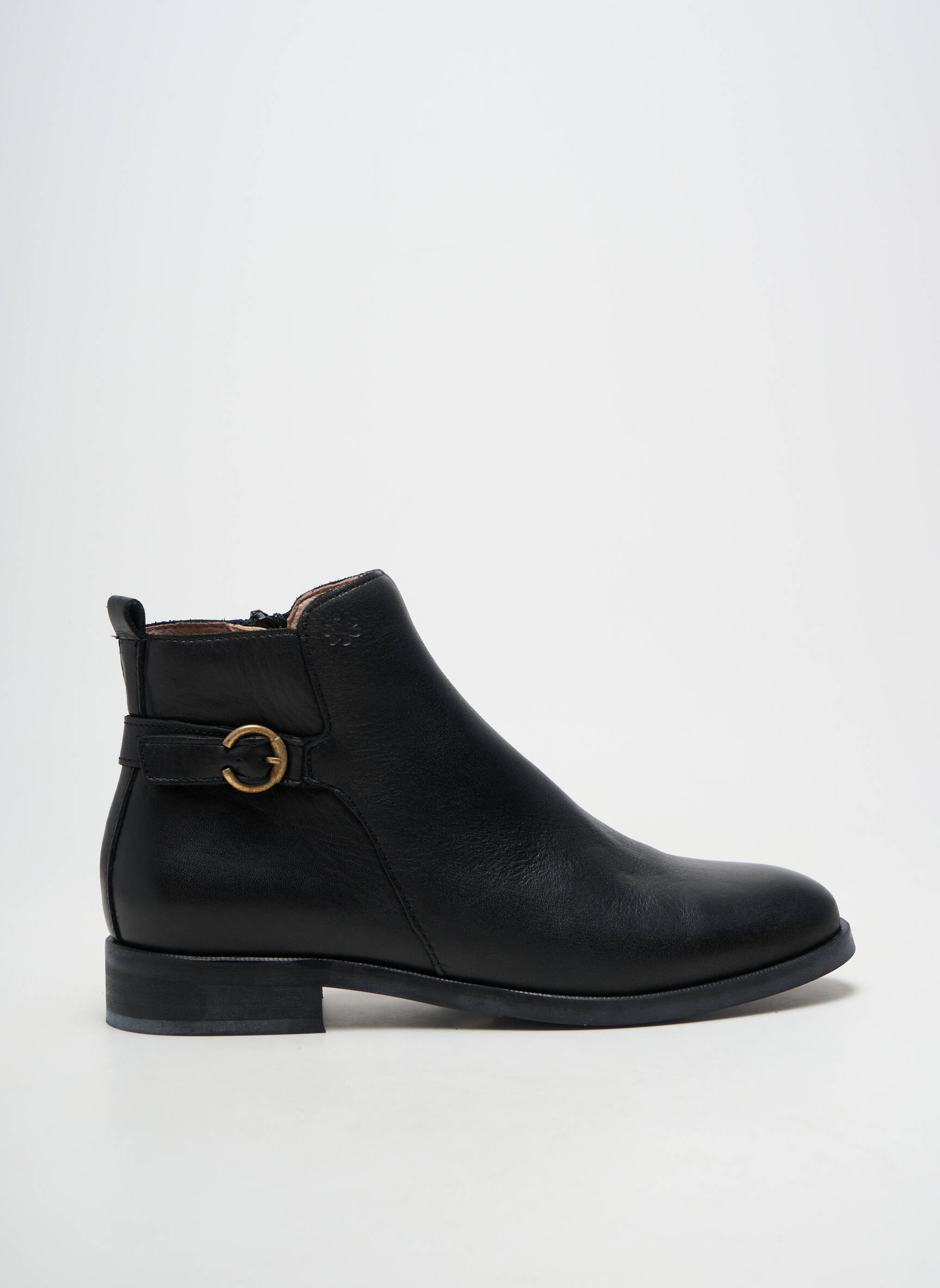 Bottes matière lisse talon plat jusqu'à 3cm noir ACEBOS femme