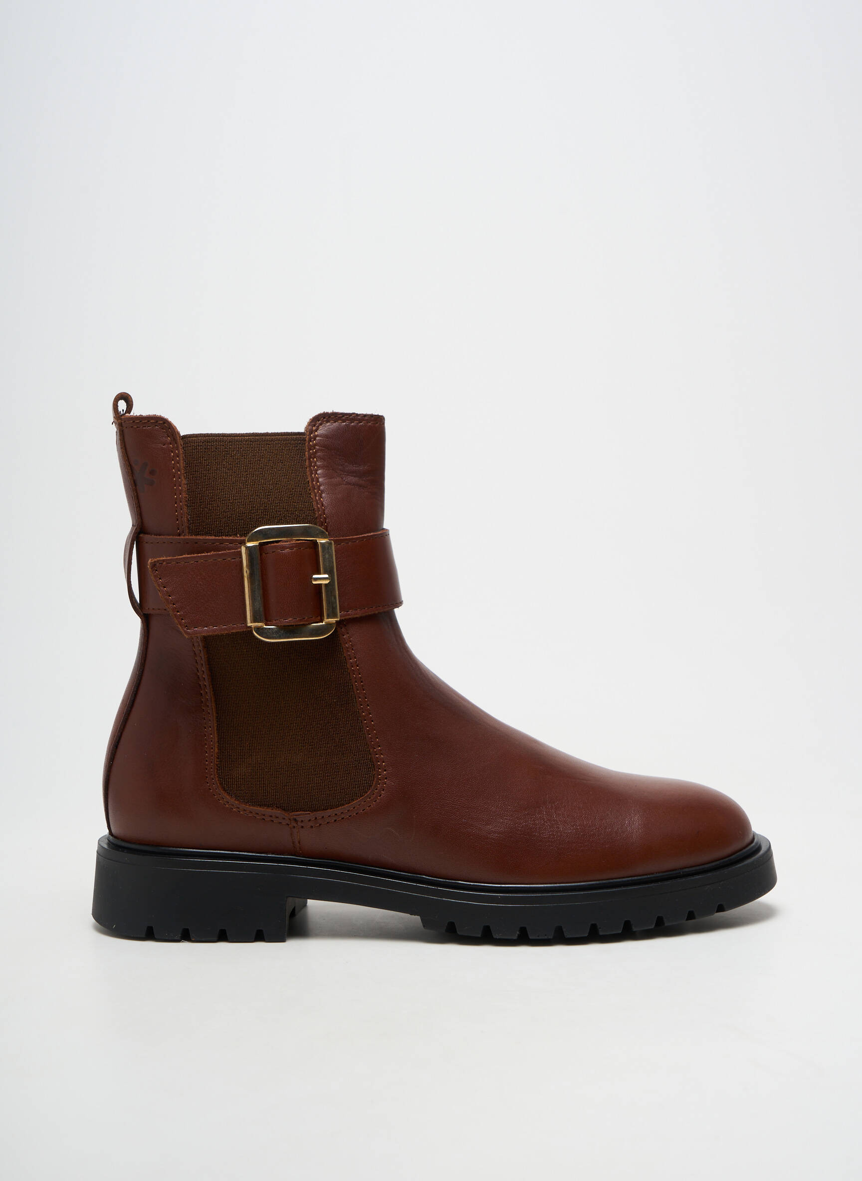 Bottines/boots matière lisse talon plat jusqu'à 3cm marron ACEBOS femme
