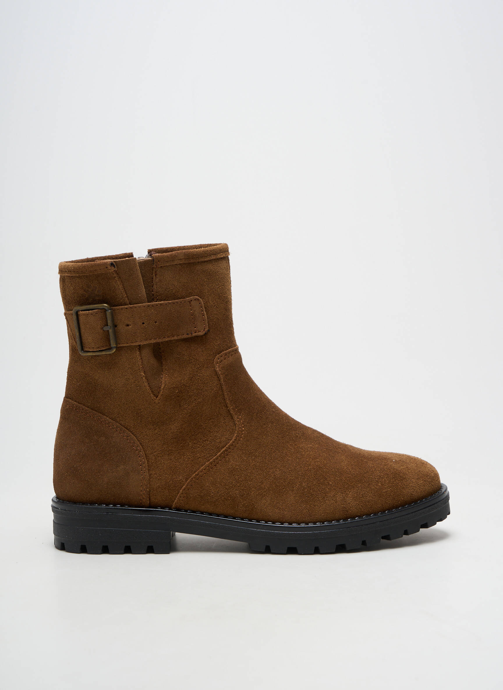 Bottines/boots matière lisse talon plat jusqu'à 3cm marron ACEBOS femme