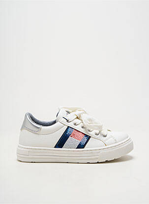 Baskets matière lisse bout rond blanc TOMMY HILFIGER fille