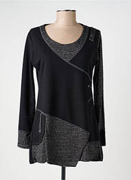 Pull tunique stretch manches longues noir HALOGENE femme