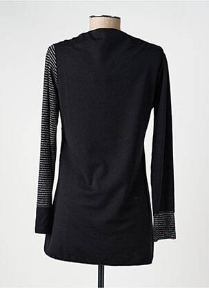 Pull tunique stretch manches longues noir HALOGENE femme