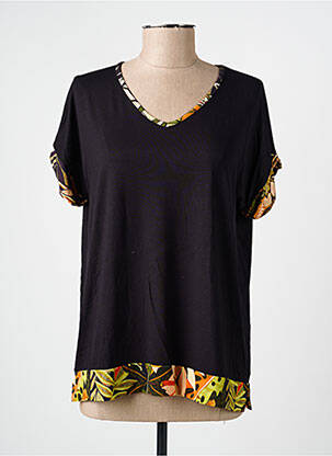T-shirt coupe droite manches courtes noir QUATRE VINGT JOURS femme