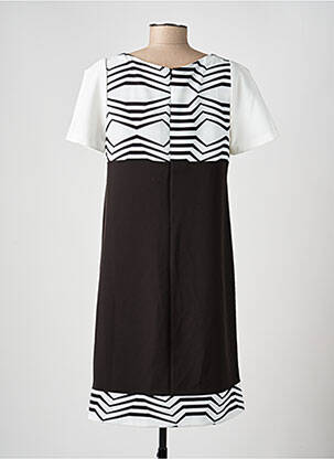 Robe mi-longue imprimé fantaisie manches courtes blanc QUATRE VINGT JOURS femme