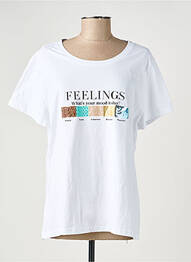 T-shirt sérigraphie floquée manches courtes blanc FELINO femme