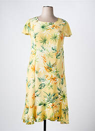 Robe mi-longue imprimé fantaisie manches courtes jaune 20/20 femme