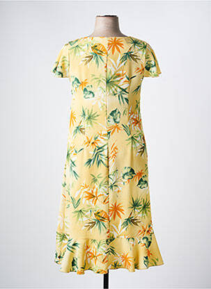 Robe mi-longue imprimé fantaisie manches courtes jaune 20/20 femme