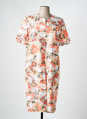 Robe mi-longue imprimé fantaisie manches courtes orange ATLANTA femme