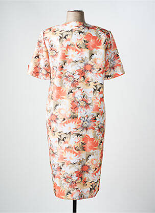 Robe mi-longue imprimé fantaisie manches courtes orange ATLANTA femme