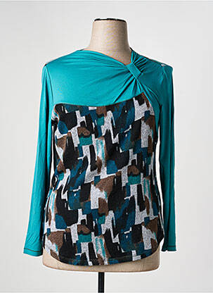 Pull coupe droite manches longues vert CLAUDE DE SAIVRE femme