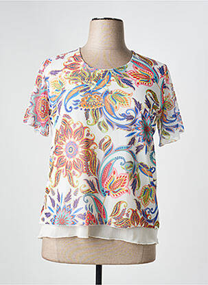T-shirt imprimé fantaisie manches courtes blanc QUATRE VINGT JOURS femme