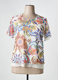 T-shirt imprimé fantaisie manches courtes blanc QUATRE VINGT JOURS femme