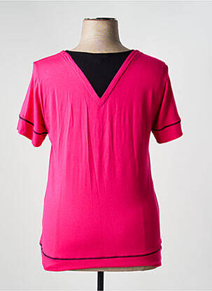 T-shirt stretch manches courtes rose CLAUDE DE SAIVRE femme