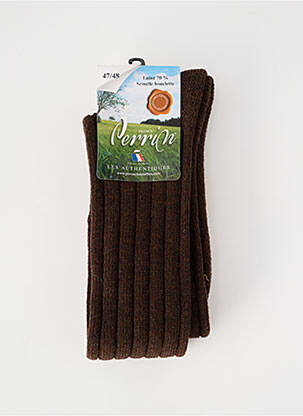 Chaussettes tissage chiné marron PERRIN homme