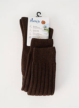 Chaussettes tissage chiné marron PERRIN homme