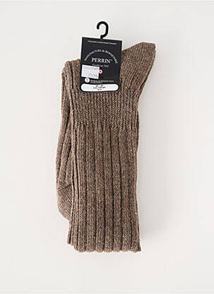 Chaussettes tissage chiné marron PERRIN homme