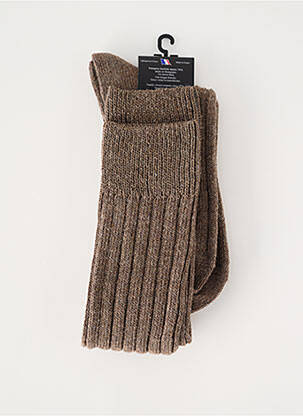 Chaussettes tissage chiné marron PERRIN homme